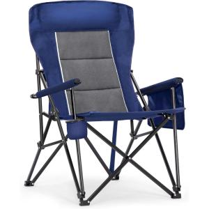 image:imageALPHA CAMP Heavy Duty High Back Camping Chairs with Cup Holder Oversized Folding Chair Outdoor Chair with HeadrestLawn with Side Pocket for Lawn Sports and Fishing 500lbsNavy Blue