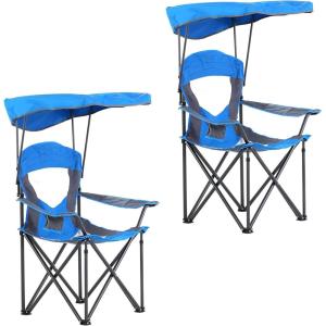 image:imageALPHA CAMP Oversized Camping Chair with Shade Canopy Folding Lawn ChairsRoyal Blue