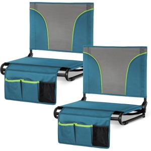 image:imageALPHA CAMP Stadium Seats for Bleachers with Armrests  Thick Padded Bleacher Chairs with Back Support Extra Wide Stadium Chair for Sports Events Portable with Shoulder Straps amp Pockets Black2PCBluegrey