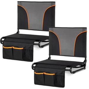 image:imageALPHA CAMP Stadium Seats for Bleachers with Armrests  Thick Padded Bleacher Chairs with Back Support Extra Wide Stadium Chair for Sports Events Portable with Shoulder Straps amp Pockets Black2PCBlack