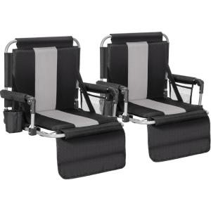 image:imageALPHA CAMP Stadium Seats for Bleachers with Armrests  Thick Padded Bleacher Chairs with Back Support Extra Wide Stadium Chair for Sports Events Portable with Shoulder Straps amp Pockets Black2PCBlackgrey
