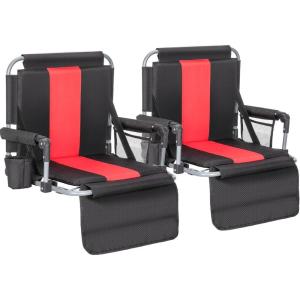 image:imageALPHA CAMP Stadium Seats for Bleachers with Armrests  Thick Padded Bleacher Chairs with Back Support Extra Wide Stadium Chair for Sports Events Portable with Shoulder Straps amp Pockets Black2PCBlackred