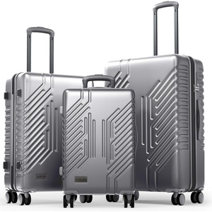 image:imageALPHA CAMP 2 Piece Luggage Set  Carry On and Checked Suitcase PCABS Durable Hard Shell Luggage with Spinner Wheels amp TSA Lock2028inchNavySilver