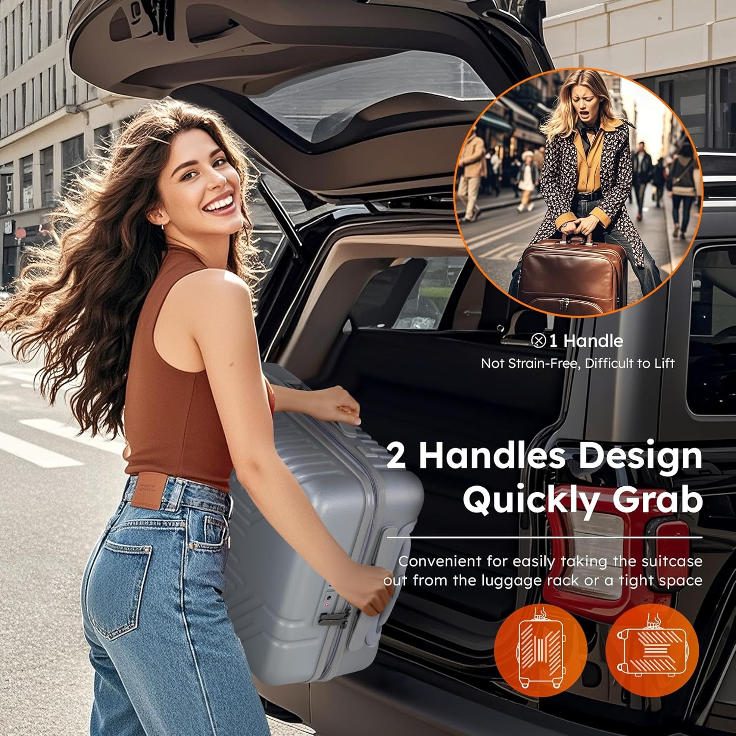 image:imageALPHA CAMP Carry On Luggage 22x14x12 Airline Approved Hardshell Durable PCABS Luggage with Spinner Wheels Lightweight Travel Rolling Suitcase with Builtin TSA LockUSB PortBlackSilver