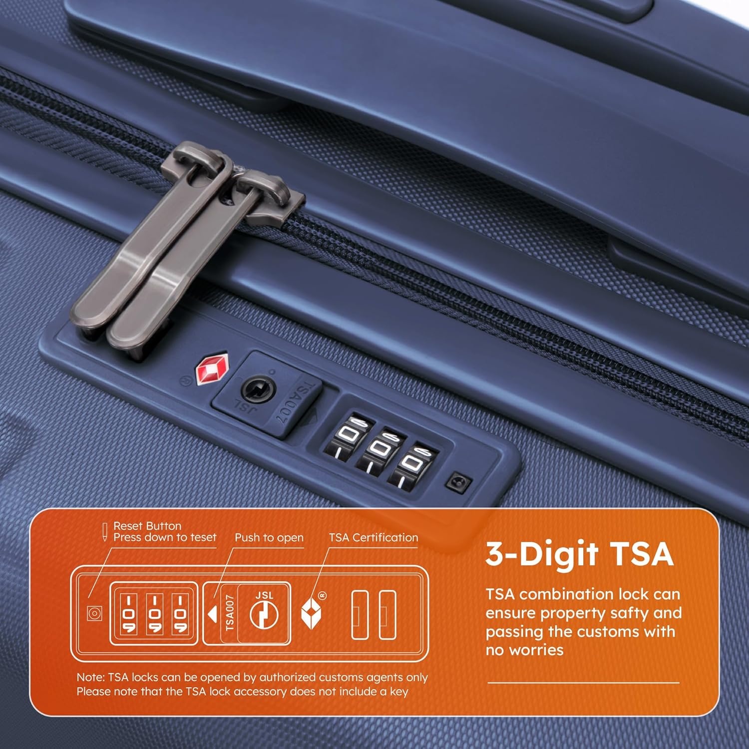 image:imageALPHA CAMP Carry On Luggage 22x14x12 Airline Approved Hardshell Durable PCABS Luggage with Spinner Wheels Lightweight Travel Rolling Suitcase with Builtin TSA LockUSB PortBlackNavy Blue