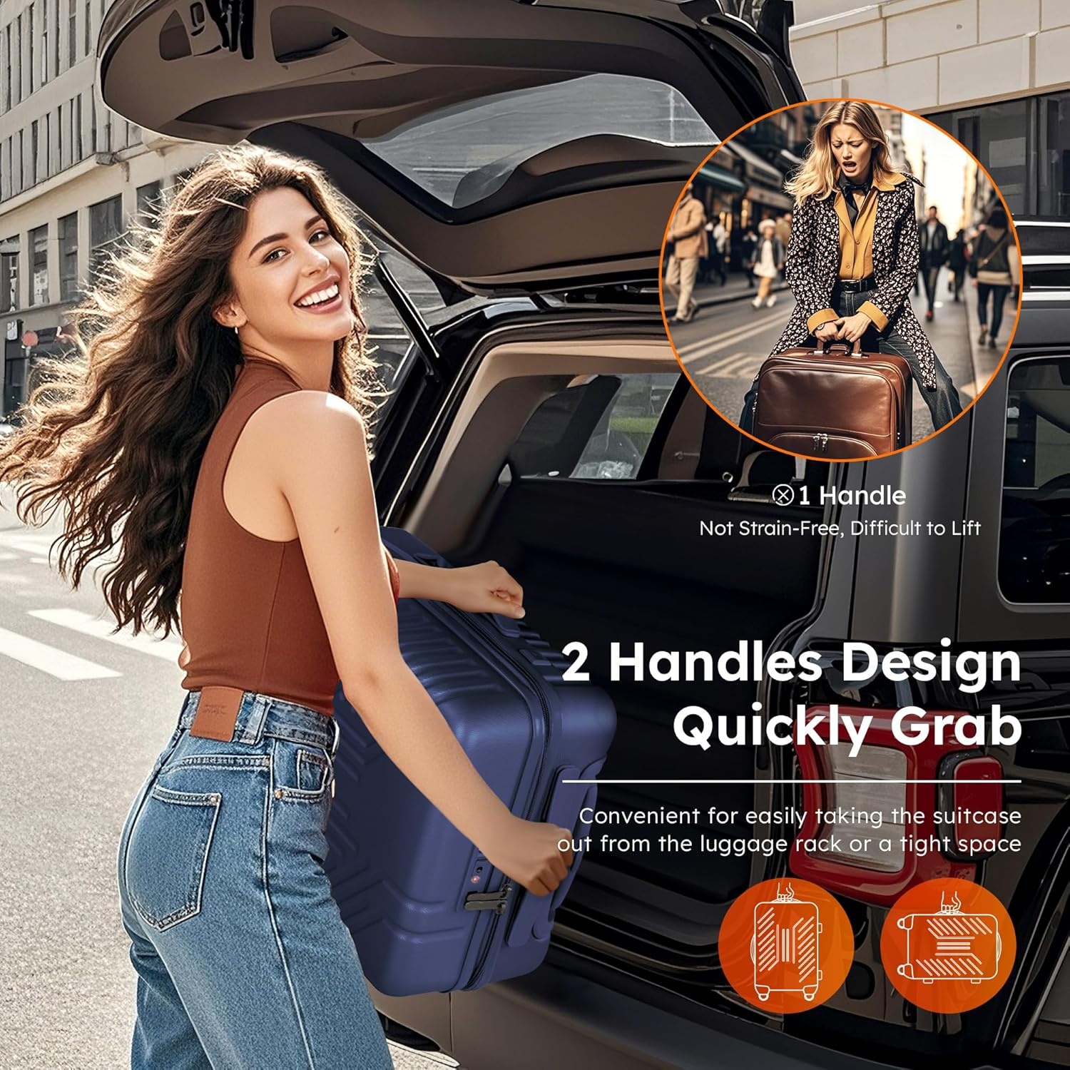 image:imageALPHA CAMP Carry On Luggage 22x14x12 Airline Approved Hardshell Durable PCABS Luggage with Spinner Wheels Lightweight Travel Rolling Suitcase with Builtin TSA LockUSB PortBlackNavy Blue