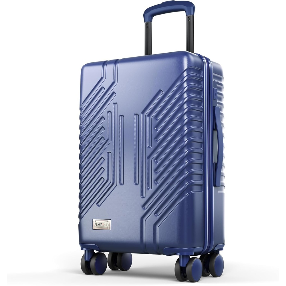 image:imageALPHA CAMP Carry On Luggage 22x14x12 Airline Approved Hardshell Durable PCABS Luggage with Spinner Wheels Lightweight Travel Rolling Suitcase with Builtin TSA LockUSB PortBlackNavy Blue