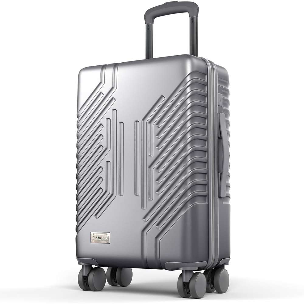 image:imageALPHA CAMP Carry On Luggage 22x14x12 Airline Approved Hardshell Durable PCABS Luggage with Spinner Wheels Lightweight Travel Rolling Suitcase with Builtin TSA LockUSB PortBlackSilver